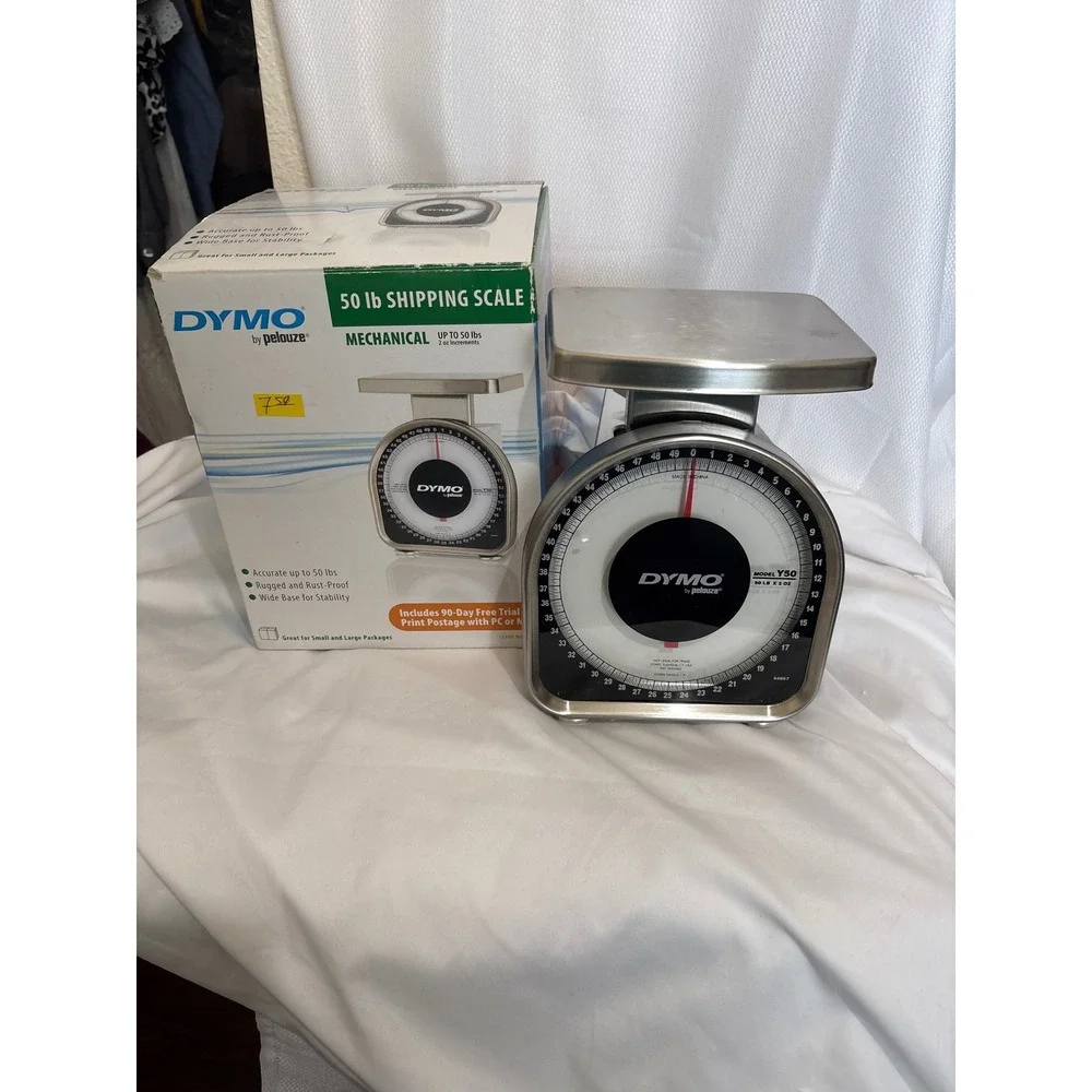 NWT Dymo Pelouze Y50 Mechanical Shipping Scale 50 lb Capacity Stainless Steel